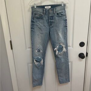 Pistola distressed high rise jeans size 24, button fly